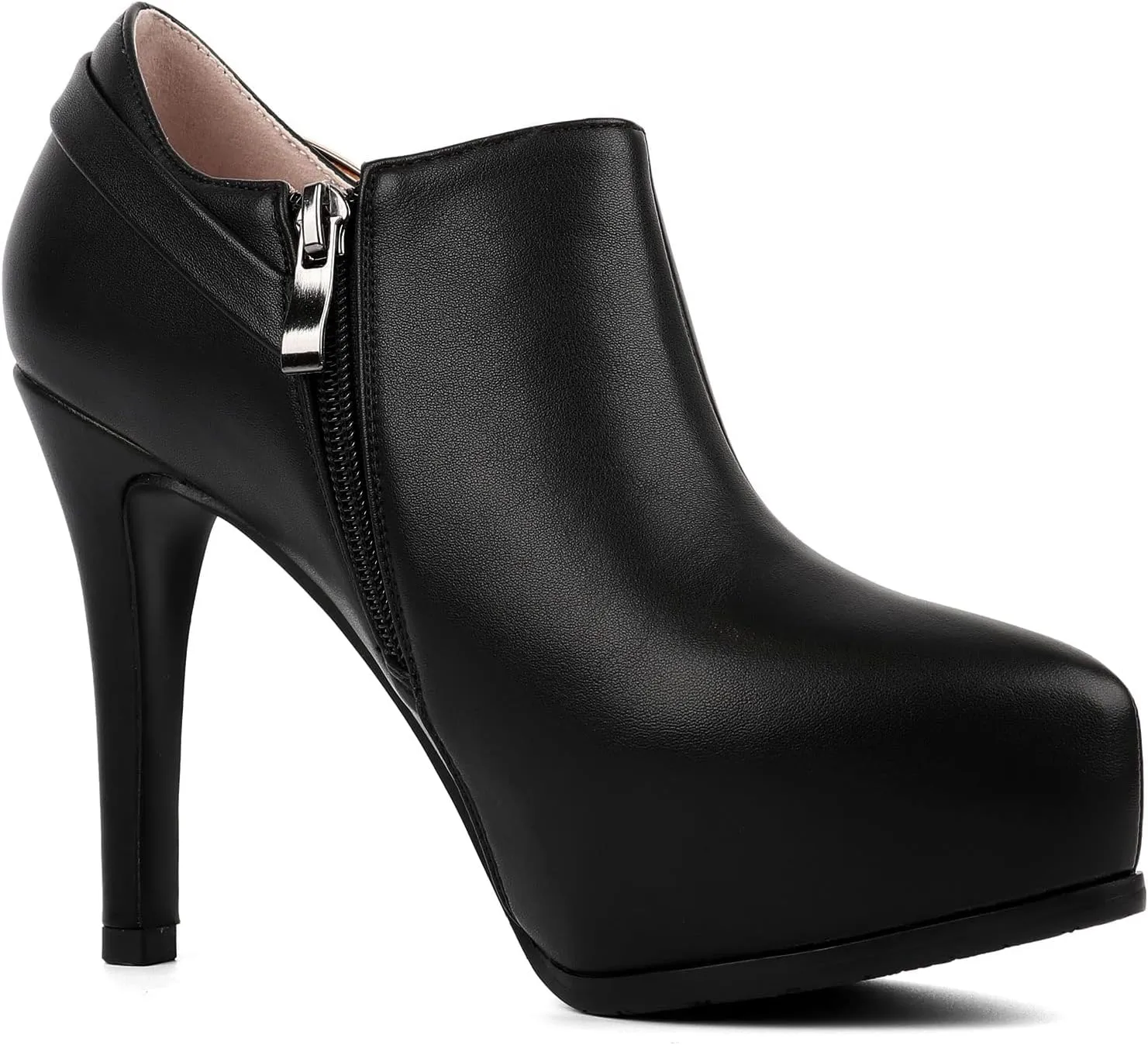SHEMEE Women's Platform Stiletto High Heel Ankle Booties Thin Heels Pumps Side Zip Short Boots Shoes