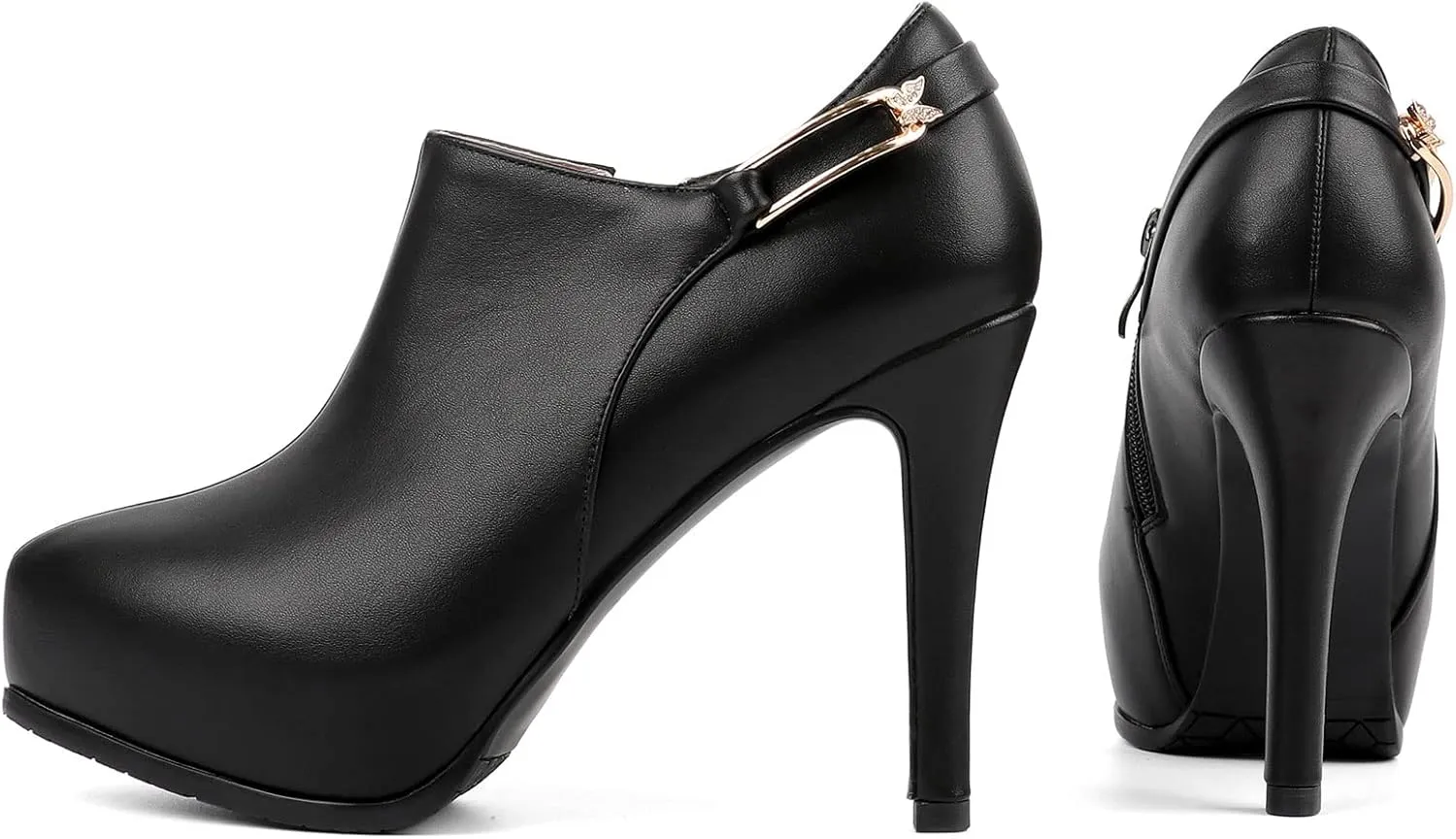SHEMEE Women's Platform Stiletto High Heel Ankle Booties Thin Heels Pumps Side Zip Short Boots Shoes