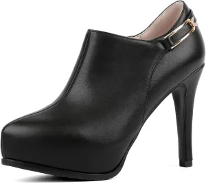 SHEMEE Women's Platform Stiletto High Heel Ankle Booties Thin Heels Pumps Side Zip Short Boots Shoes