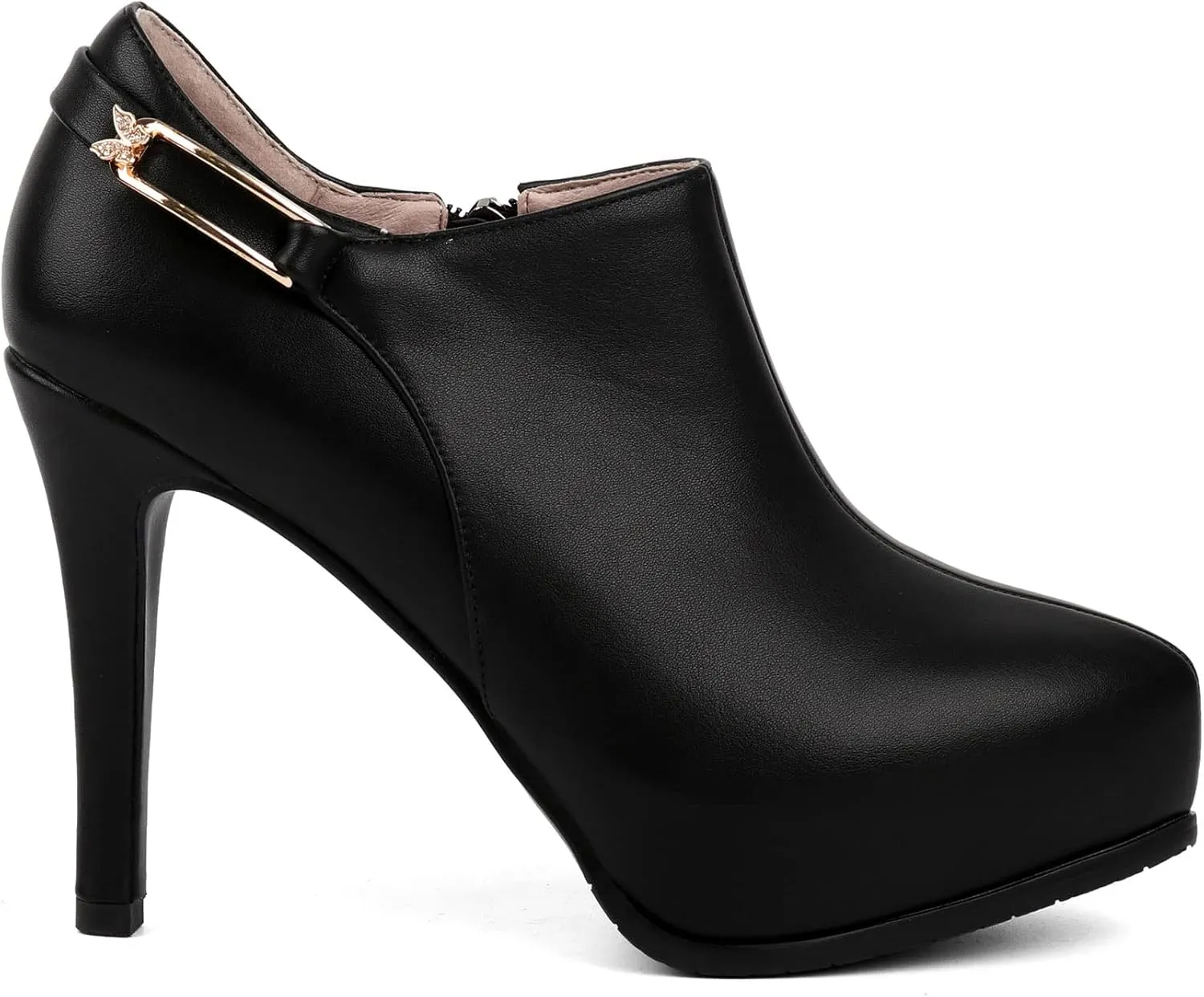 SHEMEE Women's Platform Stiletto High Heel Ankle Booties Thin Heels Pumps Side Zip Short Boots Shoes
