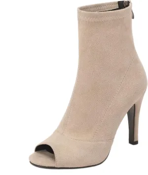 SHEMEE Women's Summer Peep Toe Stiletto High Heels Ankle Boots Faux Suede Open Toe Sandals Booties Shoes with Back Zipper