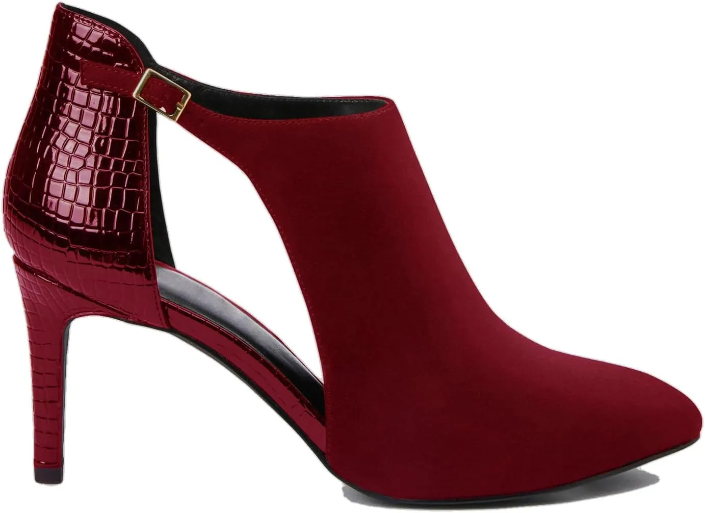 SHODENSE Women Pointed Toe Stiletto Heel Booties Cut Out Suede Sandal Booties Crocodile 3 Inch Thin high heel Ankle Boots Side Cut Buckle Closed Toe Summer Booties Heels Sexy Chic Party 4-11 M US