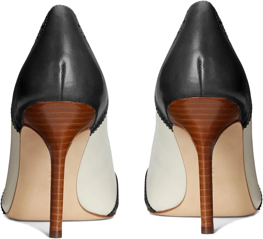 SHODENSE Women Pointed Toe Stiletto Heel Pumps Oxford Slip On High Heels Two Tone Perforated 4 inch Stiletto High Heels Pointy Closed Toe Dress Heels Wingtips Vintage Retro Sexy 4-11 M US