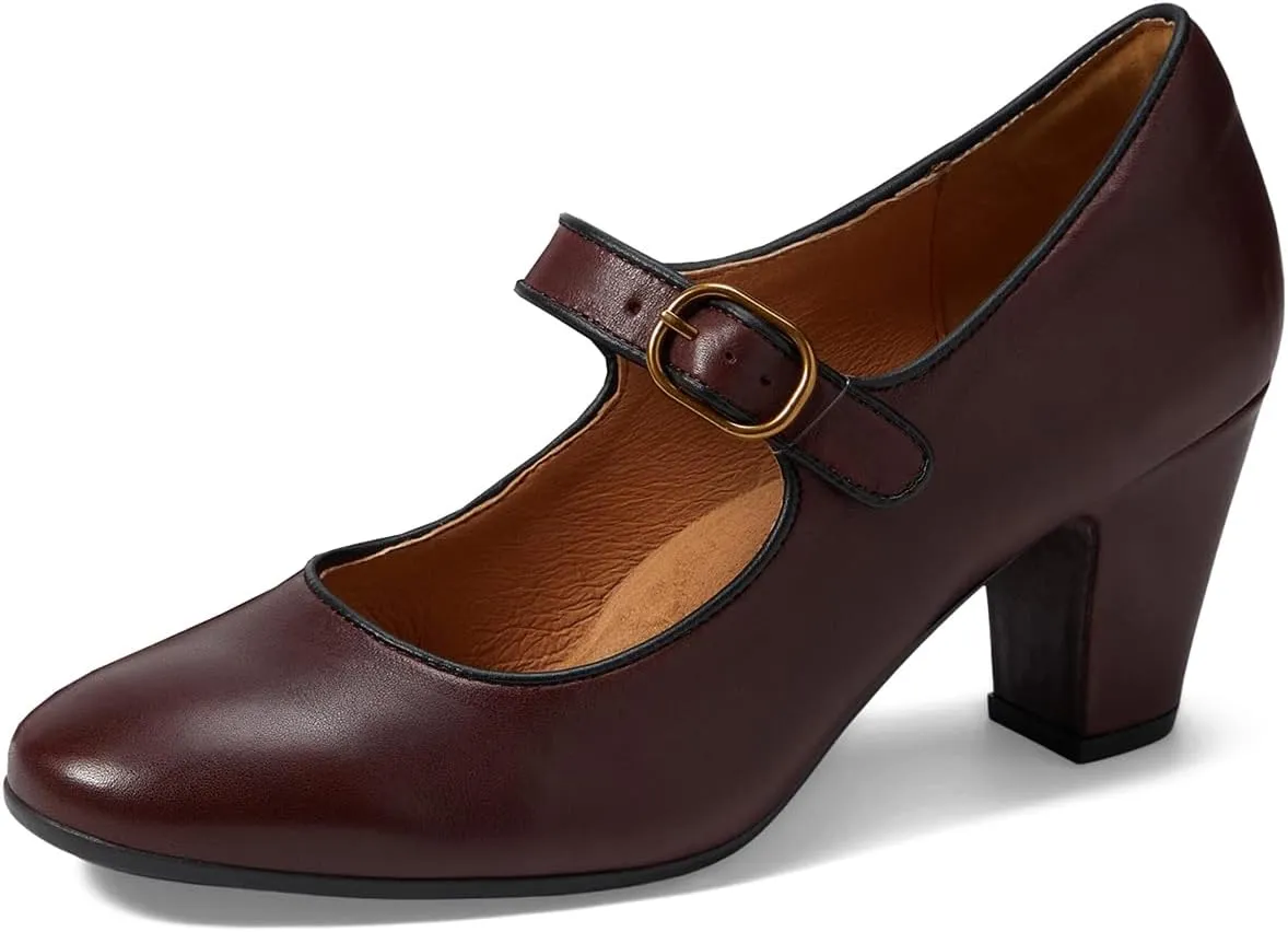 SHODENSE Women Retro Kitten Heel Mary Jane Pumps Shoes Round Closed Toe Ankle Strap Dress Sandals Chunky Block Mid Heel Two-tone Burnished Mary Janes Lolita Shoes Office Ladies Wedding Party 4-11 M US