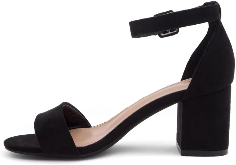 Shoe Land SL-Romina Womens Chunky Low Heels Open Toe Ankle Strap Block Heeled Sandals Prom Wedding Party Dress Shoes