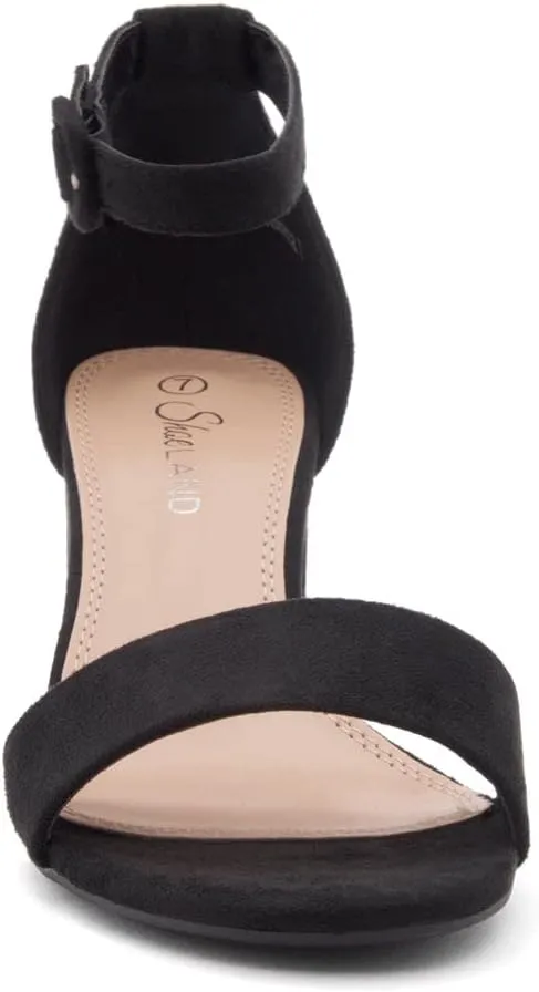 Shoe Land SL-Romina Womens Chunky Low Heels Open Toe Ankle Strap Block Heeled Sandals Prom Wedding Party Dress Shoes