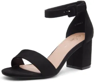 Shoe Land SL-Romina Womens Chunky Low Heels Open Toe Ankle Strap Block Heeled Sandals Prom Wedding Party Dress Shoes