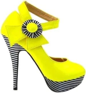 SHOW STORY Sexy Flower Ankle Strap Stripe Stiletto Platform Pumps Shoes,LF30404