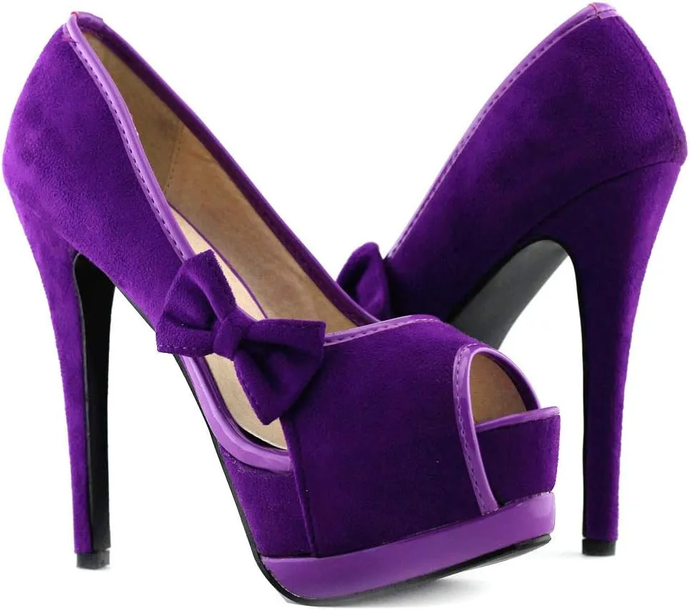SHOW STORY Sexy Womens 2 Tone Bow Peep Toe Platform Stiletto Pumps Shoes,LF80900