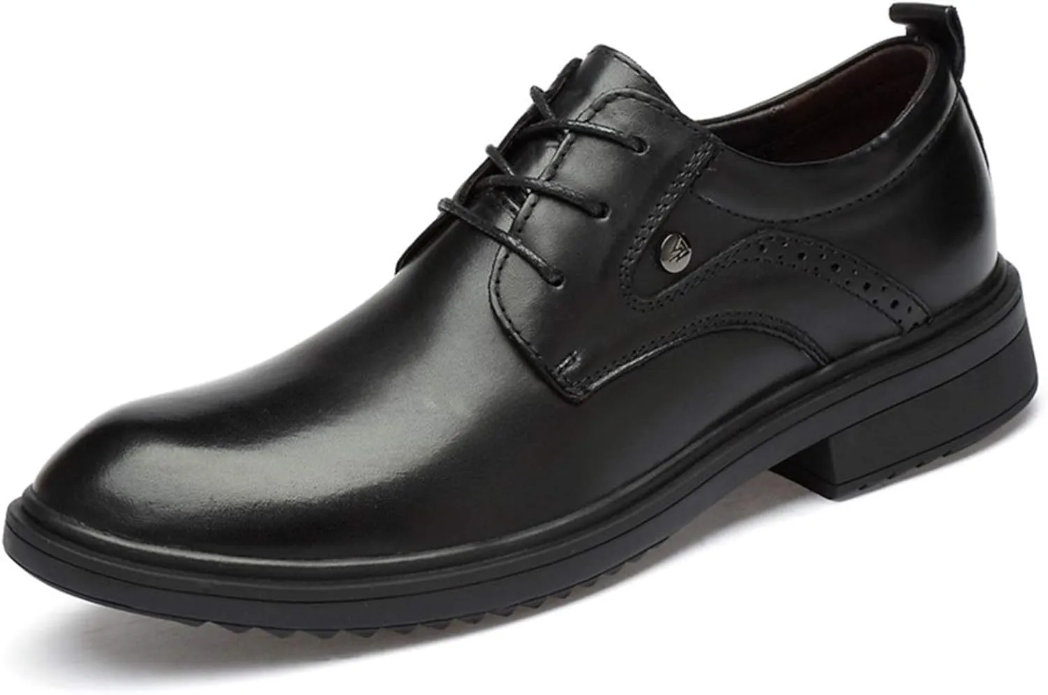 Single Season Oxford Shoes for Men Lace Up Round Toe Crocodile Embossed Shoes Block Heel Rubber Sole Slip Resistant Low Top Party Very Popular Among Young People