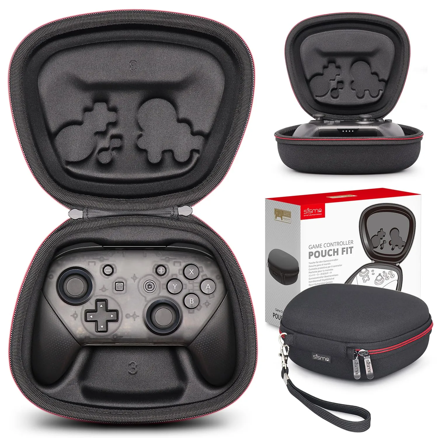 sisma Carry Case Compatible with Nintendo Switch Pro Controller, Travel Protective Case Hard Shell Portable Storage Bag, All-around Protection for Buttons & Joysticks -Black