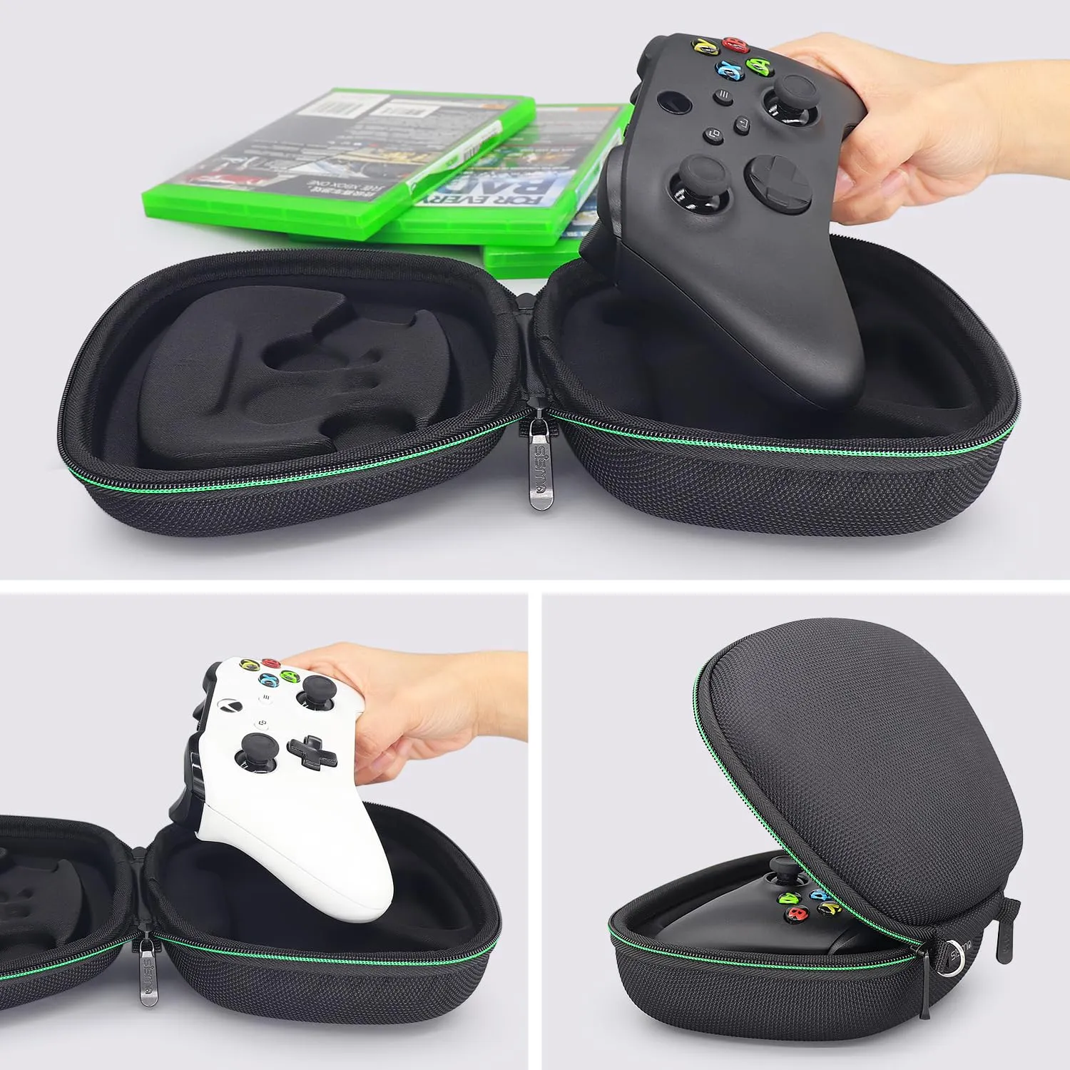 sisma Carry Case Compatible with Xbox Series X/S & Core Wireless Controller Hard Shell Home Safekeeping Travel Protective Cover Storage Case Carrying Bag Black