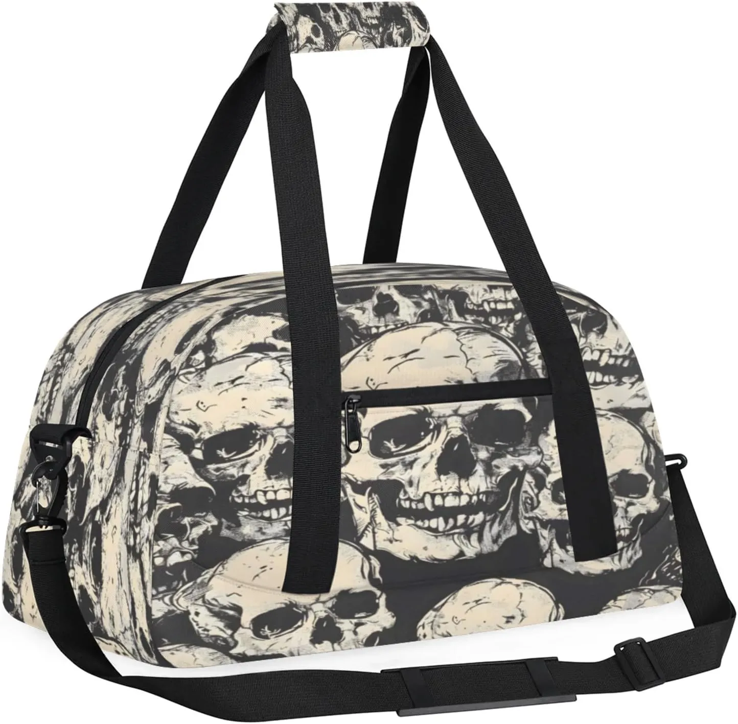 Skeleton Gothic Skull Small Gym Bag 18 inch Carry On Duffel Bag for Weekender Travel Sports Workout Yoga Gymnastics Dance Ballet