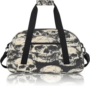 Skeleton Gothic Skull Small Gym Bag 18 inch Carry On Duffel Bag for Weekender Travel Sports Workout Yoga Gymnastics Dance Ballet