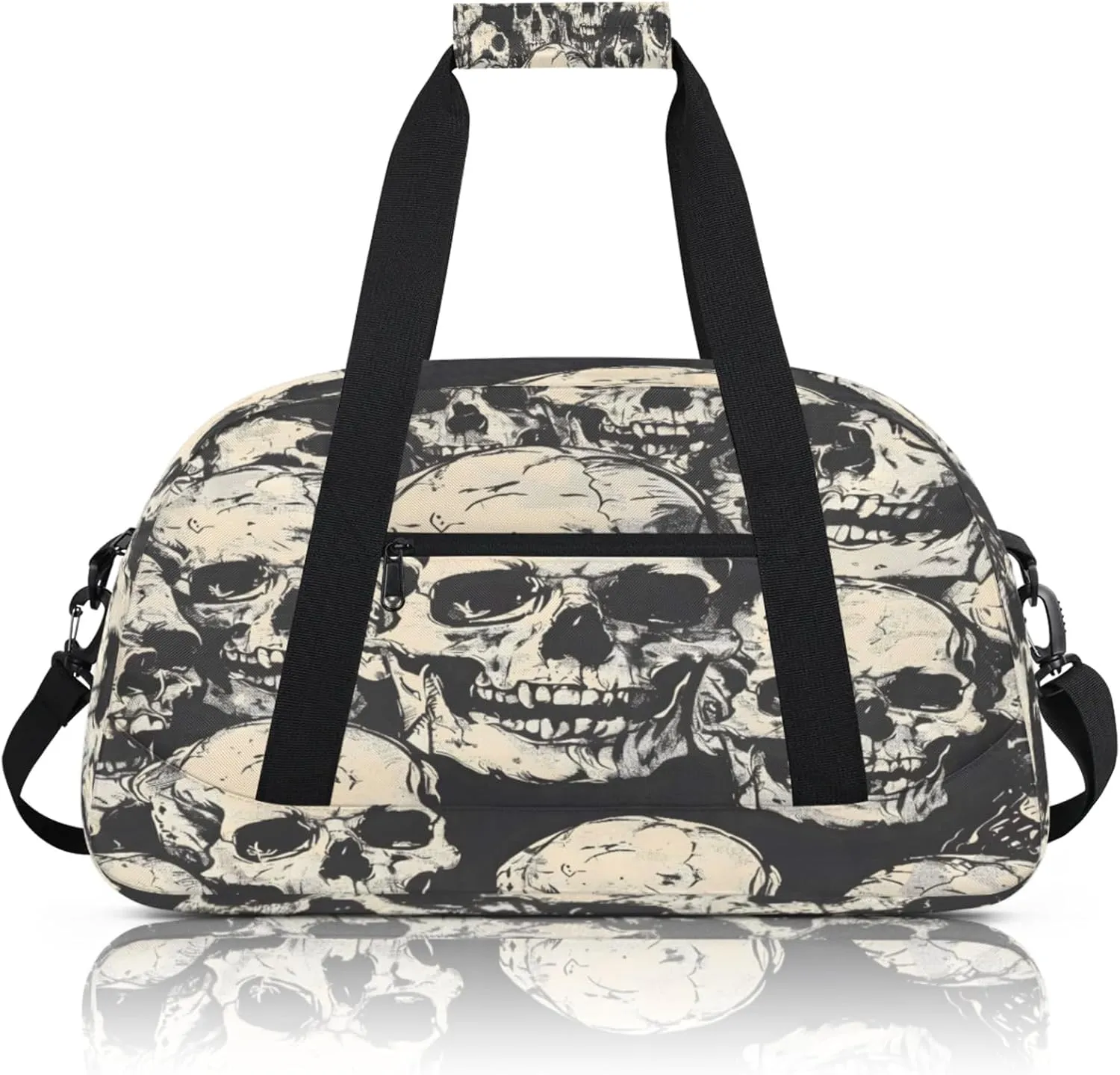 Skeleton Gothic Skull Small Gym Bag 18 inch Carry On Duffel Bag for Weekender Travel Sports Workout Yoga Gymnastics Dance Ballet