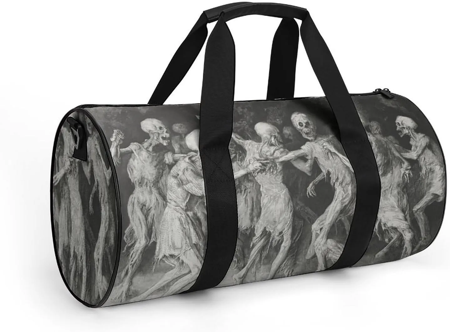Skeletons Party Travel Gym Bag for Women Men Skull Dancing Horror Halloween Cylindrical Duffle Bag Sport Workout Bag with Shoulder Strap