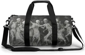 Skeletons Party Travel Gym Bag for Women Men Skull Dancing Horror Halloween Cylindrical Duffle Bag Sport Workout Bag with Shoulder Strap