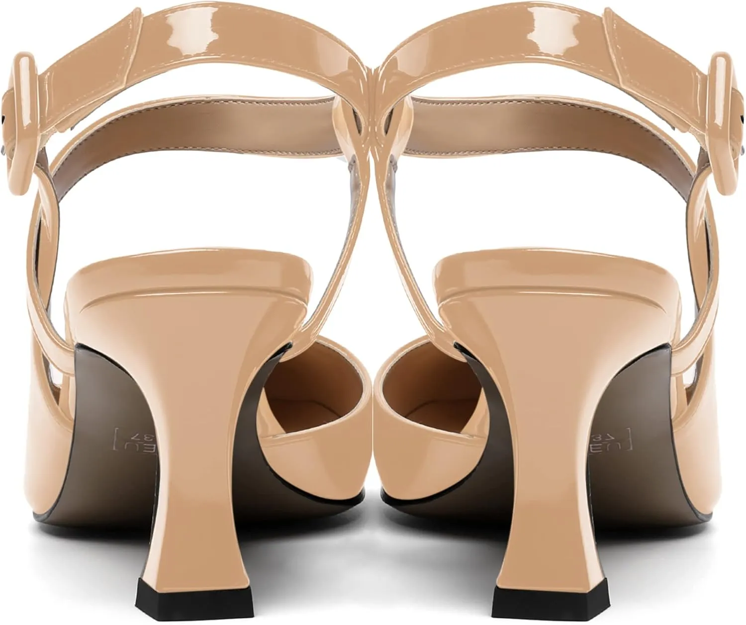SKYSTERRY Womens Buckle Patent Wedding Ankle Strap Round Toe Casual Spool Mid Heel Pumps Shoes 2.5 Inch