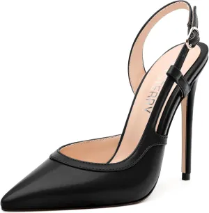 SKYSTERRY Women's Slingback Heels Closed Pointed Toe 4.7-Inch Stiletto High Heeled Pumps Sexy Wedding Party Office Work Dress Shoes