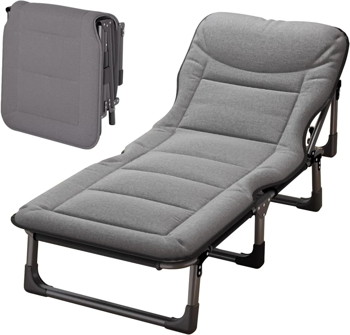 Sleeping cots for Adults Folding Beds with Mattress Tanning Bed Oversized Portable Sleeping beds, for Spare Temporary Office nap Patio Sunloungers(Gray)