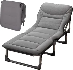 Sleeping cots for Adults Folding Beds with Mattress Tanning Bed Oversized Portable Sleeping beds, for Spare Temporary Office nap Patio Sunloungers(Gray)