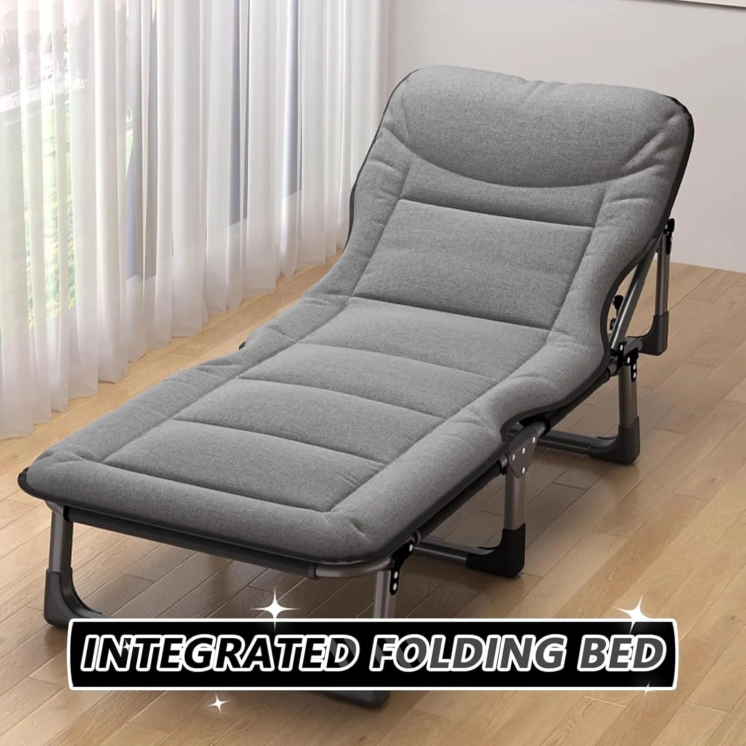 Sleeping cots for Adults Folding Beds with Mattress Tanning Bed Oversized Portable Sleeping beds, for Spare Temporary Office nap Patio Sunloungers(Gray)