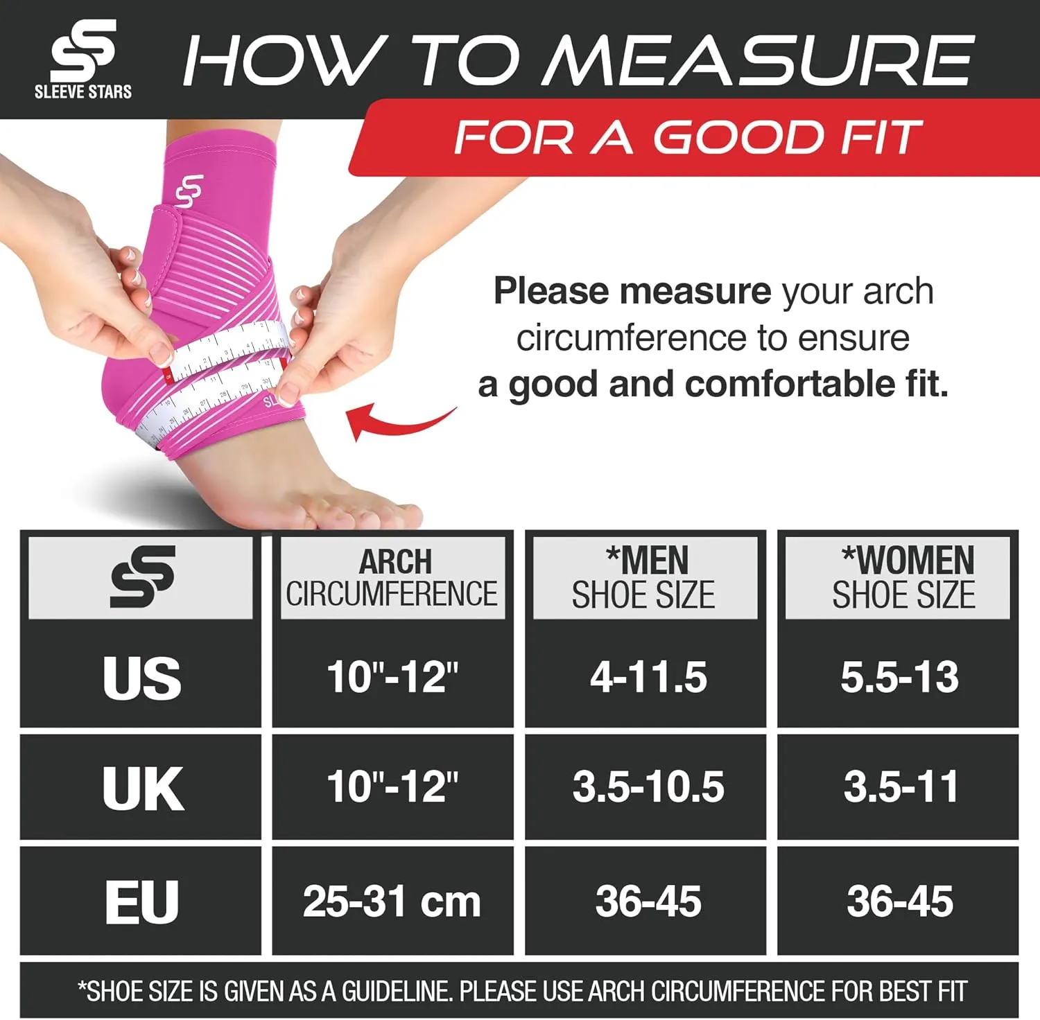 Sleeve Stars Ankle Brace for Sprained Ankle, Plantar Fasciitis Relief Ankle Support for Women, Ankle Compression Sleeve w/ Strap (Single/Hot Pink)