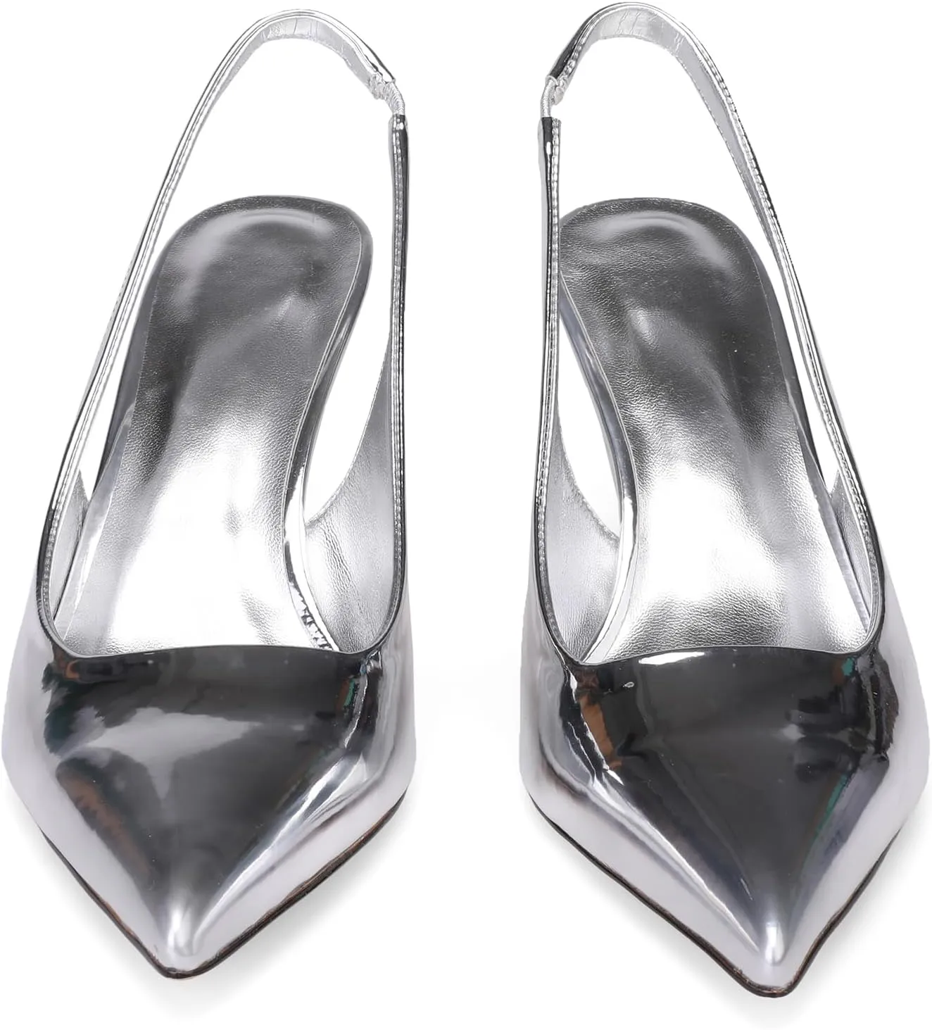 Slingback Heels for Women Patent Leather Stiletto Heel Pumps Pointed Toe Slip On Dress Shoes