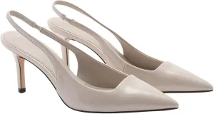 Slingback Heels for Women Patent Leather Stiletto Heel Pumps Pointed Toe Slip On Dress Shoes