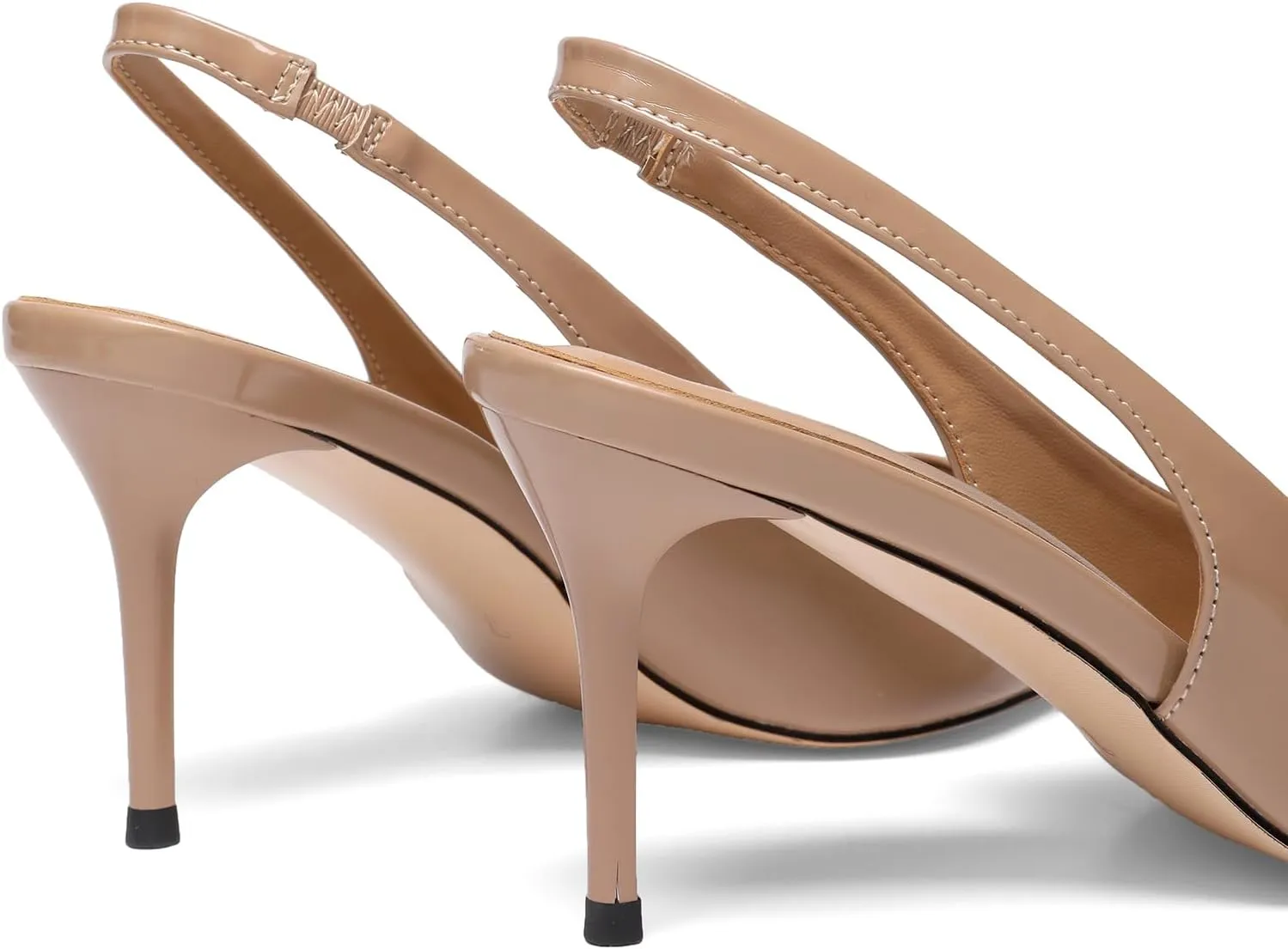 Slingback Heels for Women Patent Leather Stiletto Heel Pumps Pointed Toe Slip On Dress Shoes