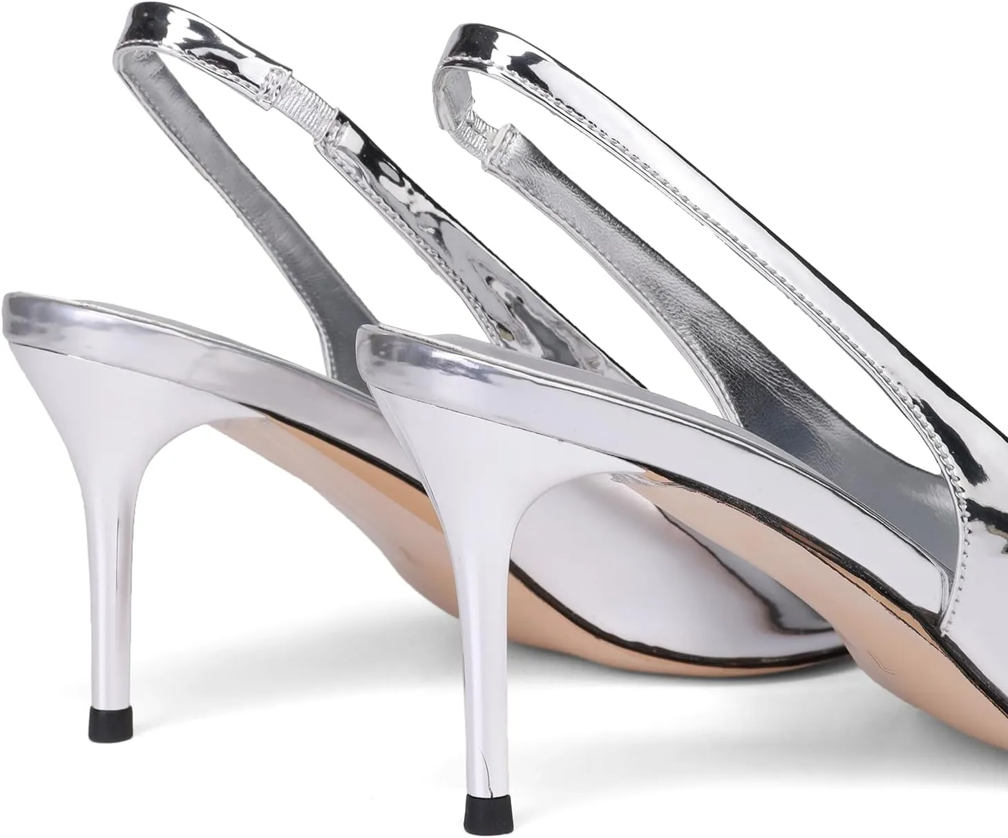 Slingback Heels for Women Patent Leather Stiletto Heel Pumps Pointed Toe Slip On Dress Shoes