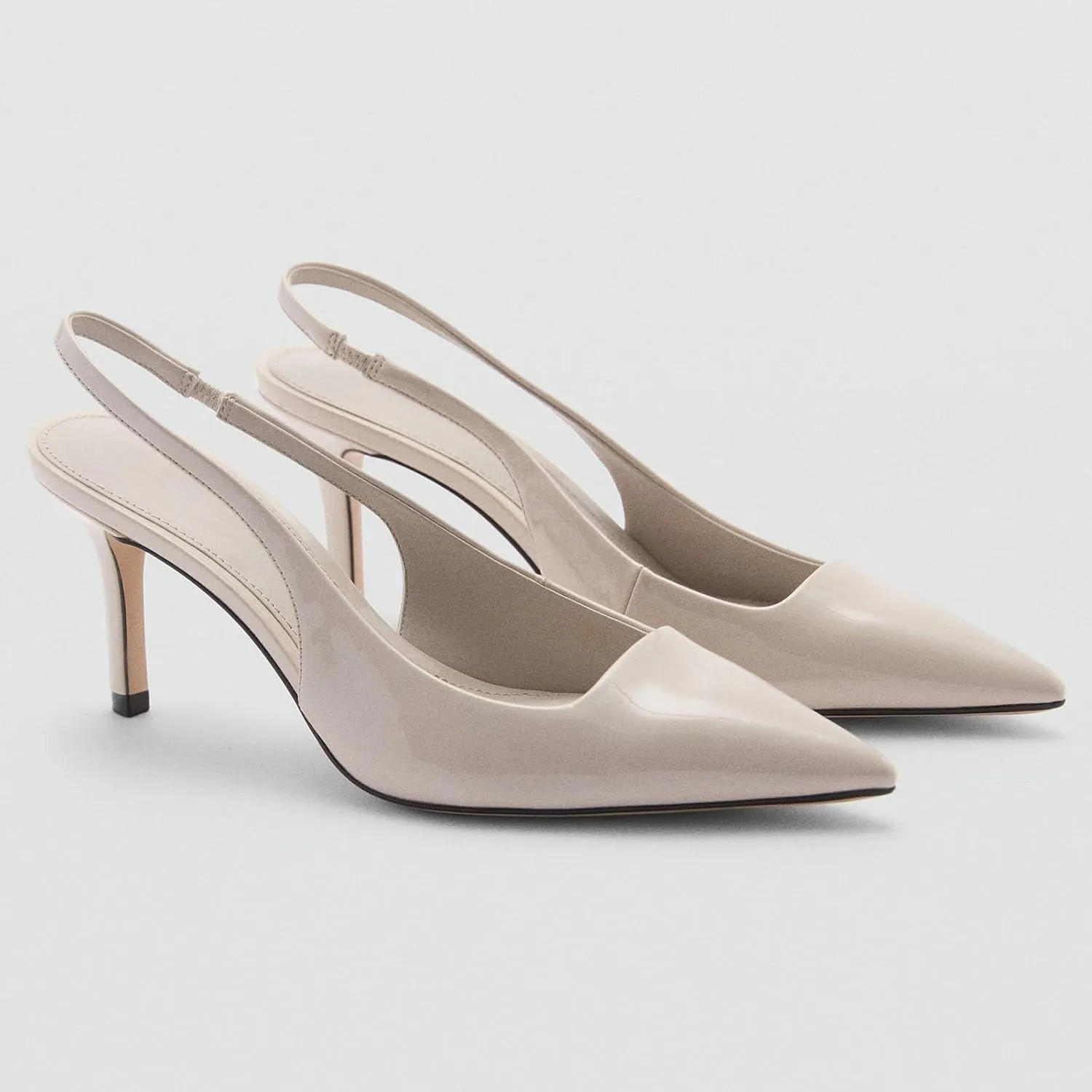 Slingback Heels for Women Patent Leather Stiletto Heel Pumps Pointed Toe Slip On Dress Shoes