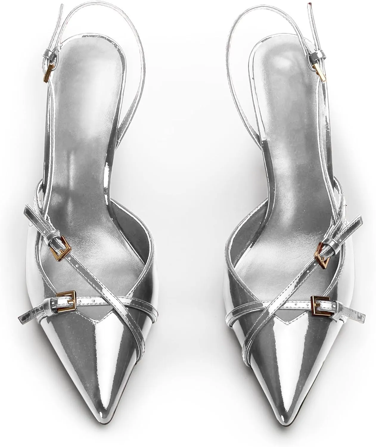 Slingback High Heels for Women Closed Pointed Toe Pumps with Buckle Strap Sexy Backless Stiletto Heeled Sandals Shoes