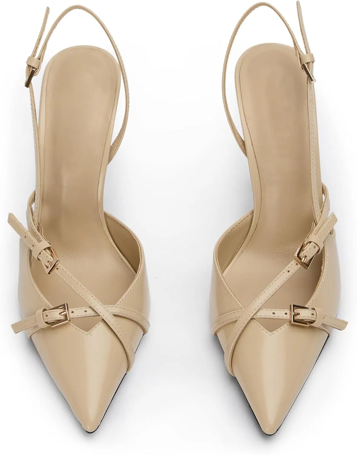 Slingback High Heels for Women Closed Pointed Toe Pumps with Buckle Strap Sexy Backless Stiletto Heeled Sandals Shoes