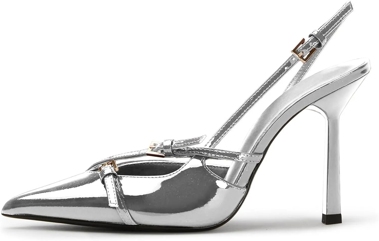 Slingback High Heels for Women Closed Pointed Toe Pumps with Buckle Strap Sexy Backless Stiletto Heeled Sandals Shoes