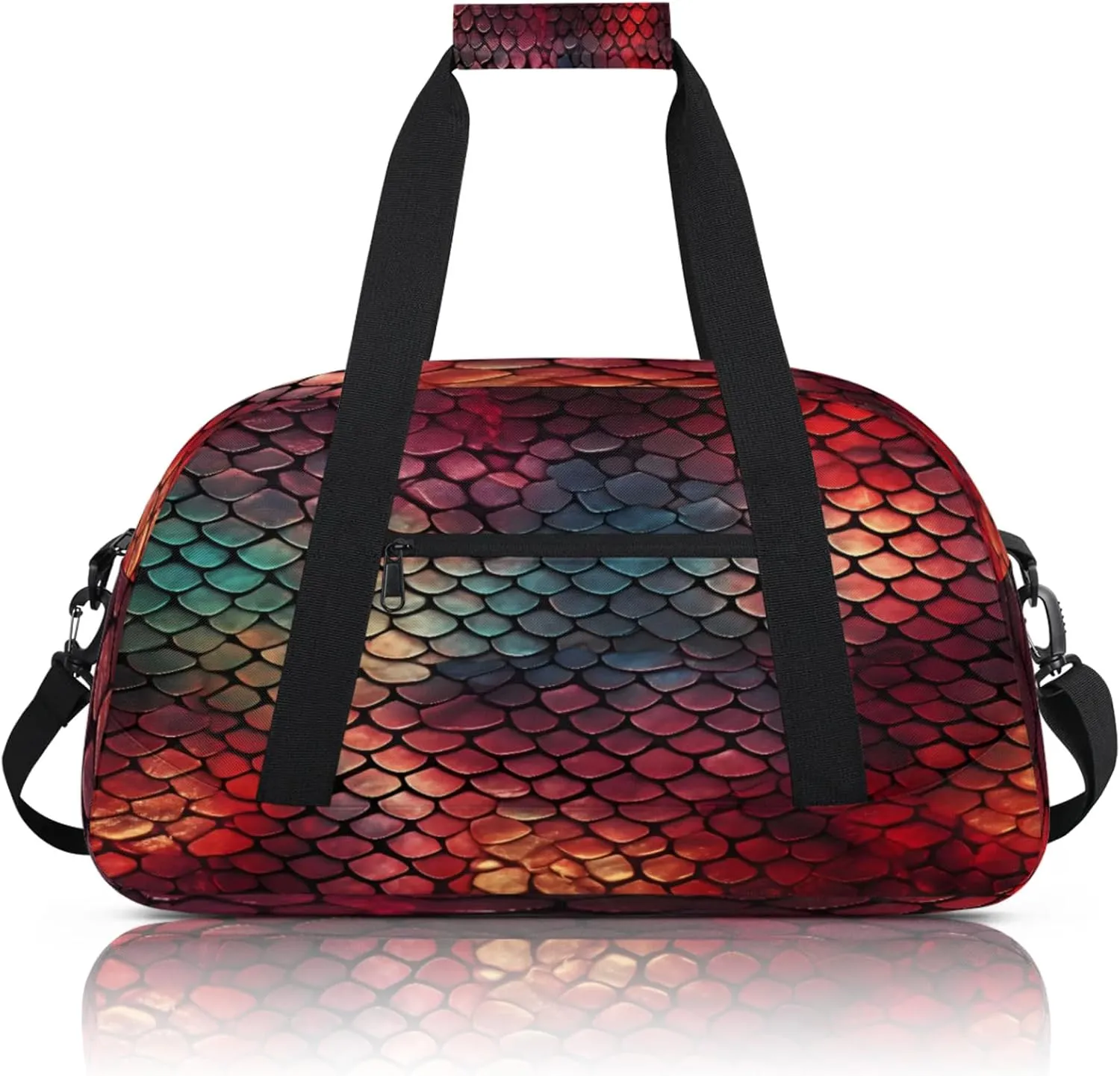 Snake Skin Print Small Gym Bag 18 inch Carry On Duffel Bag for Weekender Travel Sports Workout Yoga Gymnastics Dance Ballet