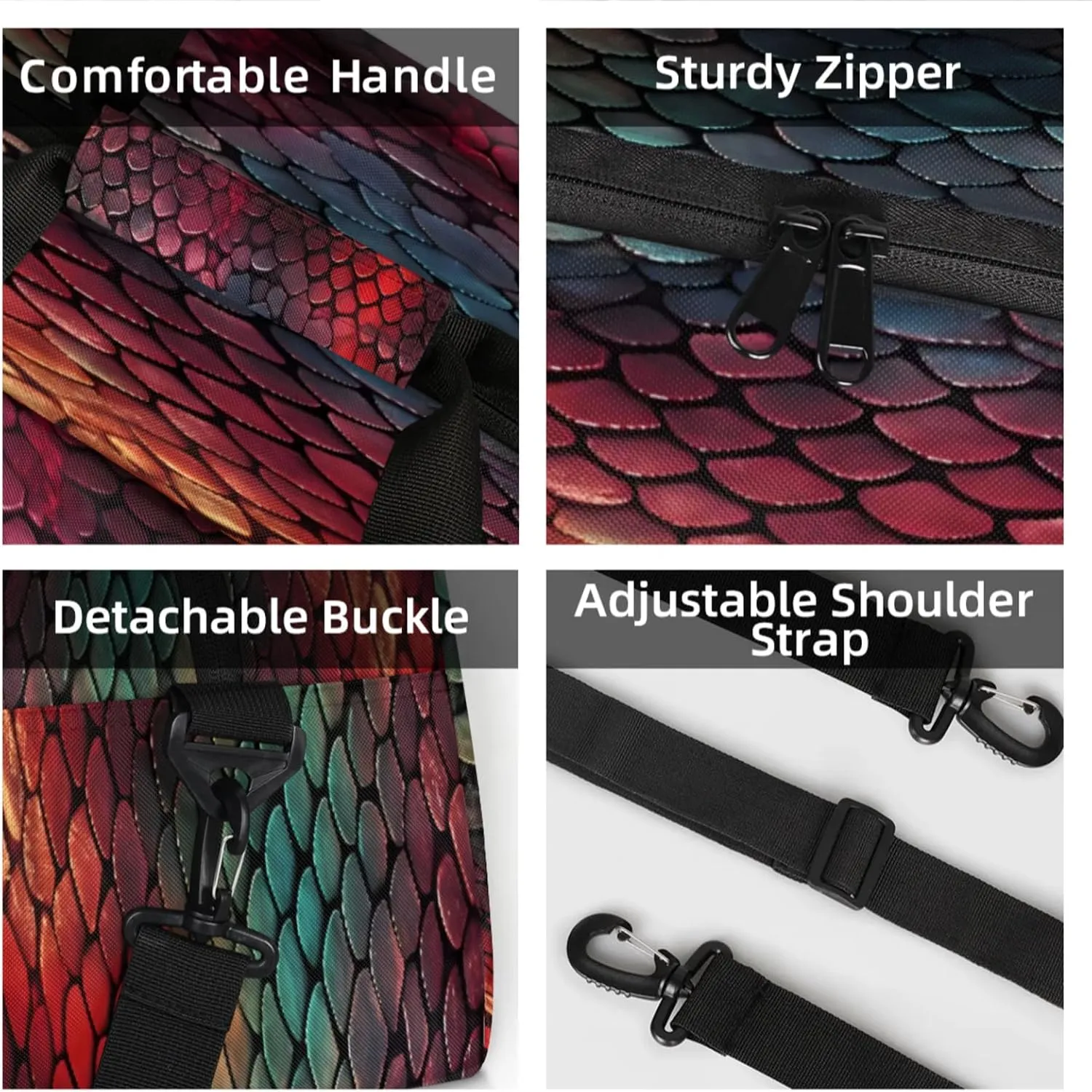 Snake Skin Print Small Gym Bag 18 inch Carry On Duffel Bag for Weekender Travel Sports Workout Yoga Gymnastics Dance Ballet