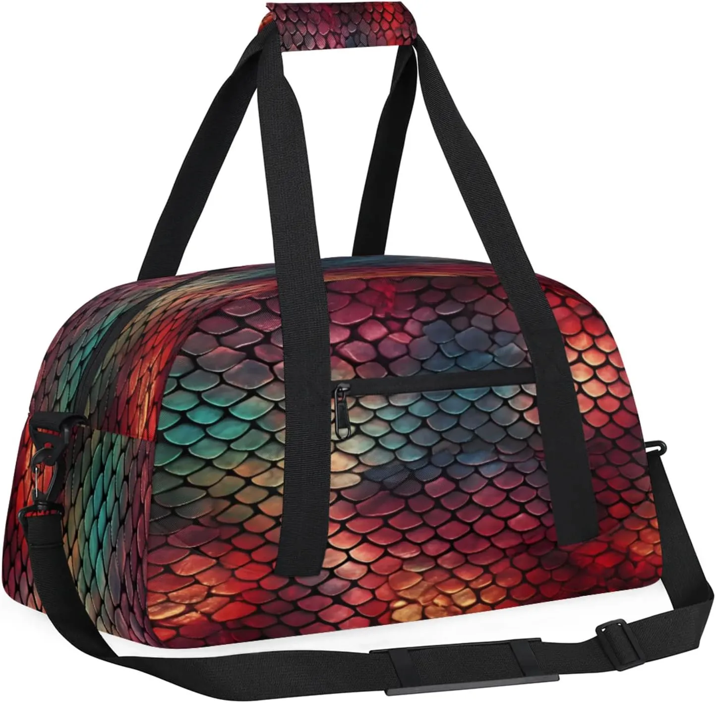 Snake Skin Print Small Gym Bag 18 inch Carry On Duffel Bag for Weekender Travel Sports Workout Yoga Gymnastics Dance Ballet
