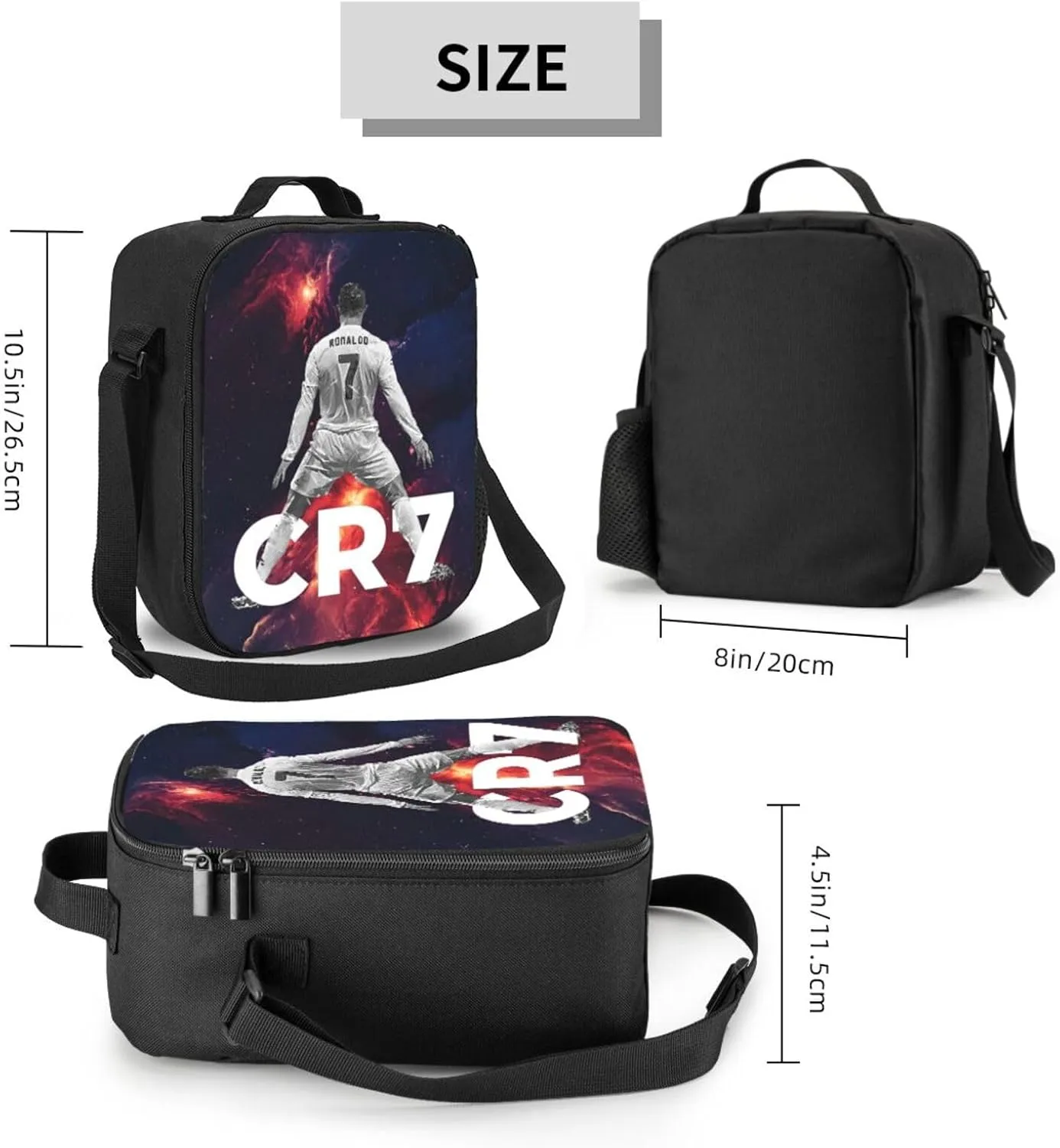 Soccer Number 7 Lunch Box,Insulated Lunch Box Reusable Lunch Tote Portable Bag For Work,Picnic,Travel,Hiking,Beach Or Fishing