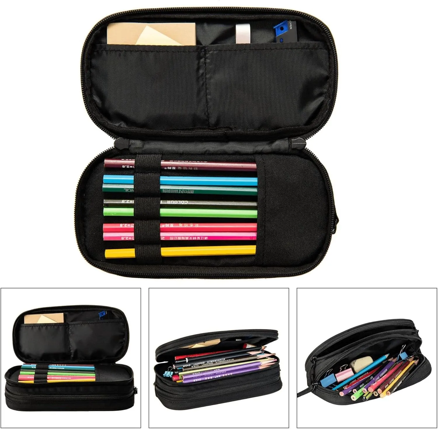 Soccer Pencil Box Case for Kids Boys, Sports-Themed Pencil Pouch Big Capacity Black Pencil Bag Portable Stationery Storage Box Desk Pen Bag for School Office
