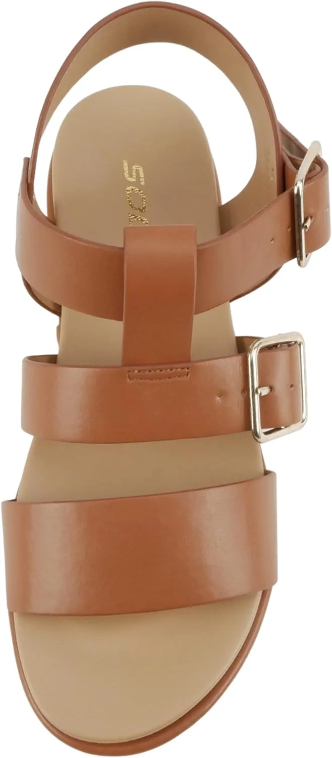 Soda “STELLAR” ~ Women Flatform Multi Strap Double Buckle Open Toe Ankle Strap Platform Wedge Sandals