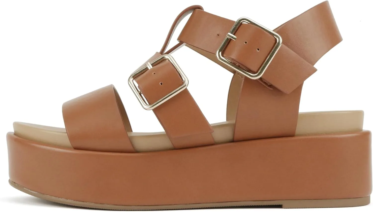 Soda “STELLAR” ~ Women Flatform Multi Strap Double Buckle Open Toe Ankle Strap Platform Wedge Sandals