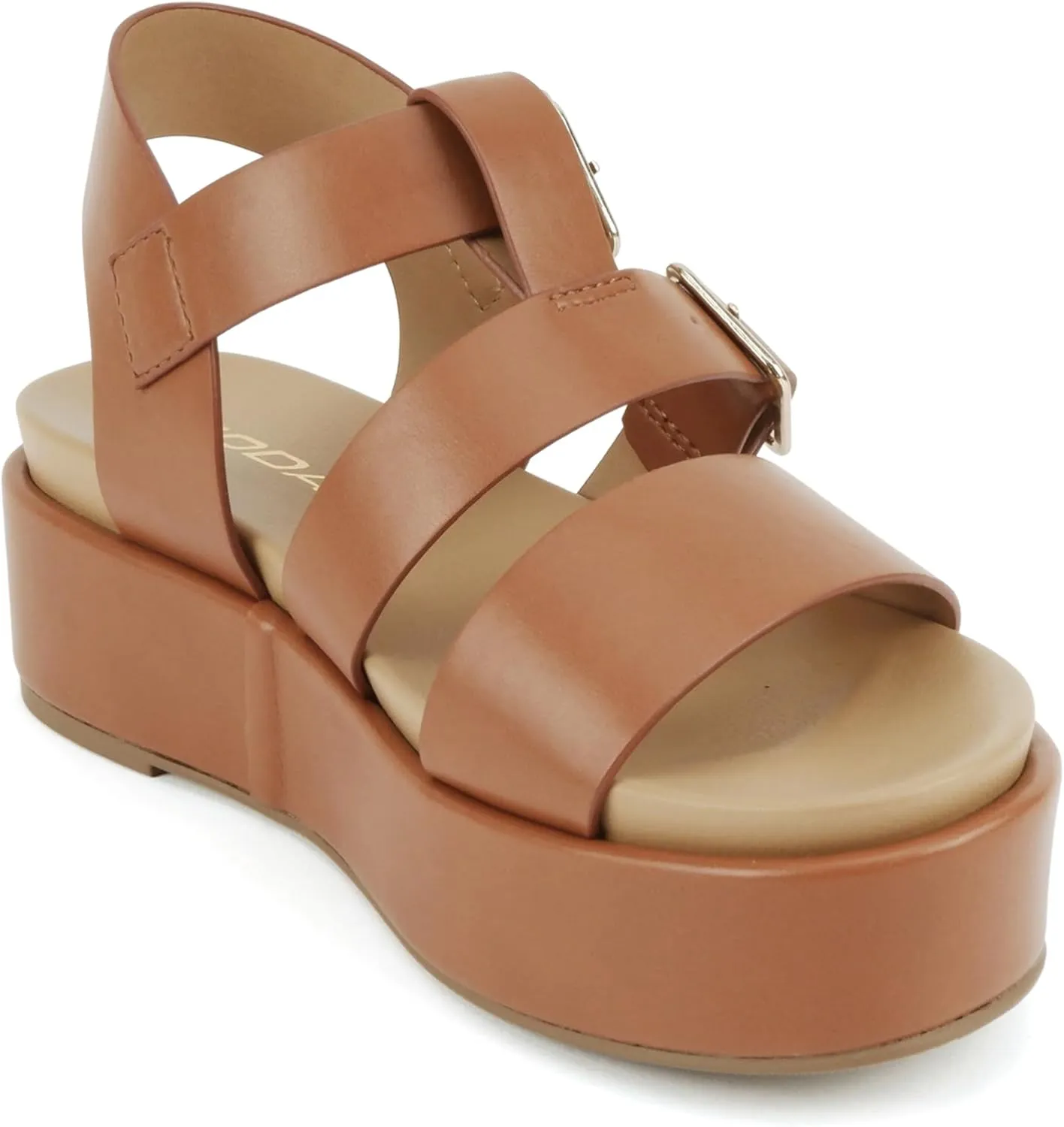 Soda “STELLAR” ~ Women Flatform Multi Strap Double Buckle Open Toe Ankle Strap Platform Wedge Sandals