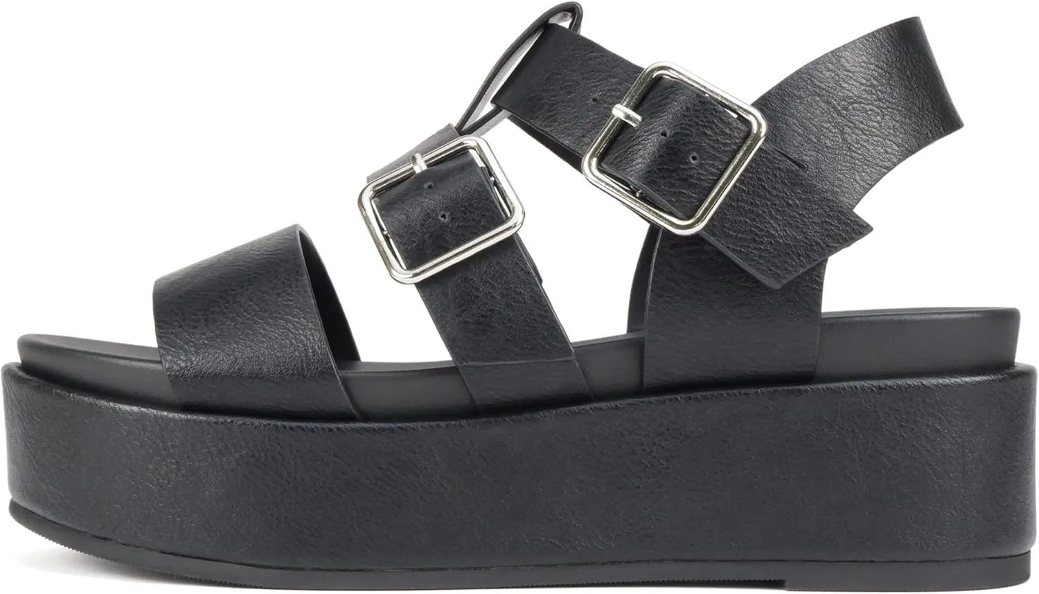 Soda “STELLAR” ~ Women Flatform Multi Strap Double Buckle Open Toe Ankle Strap Platform Wedge Sandals