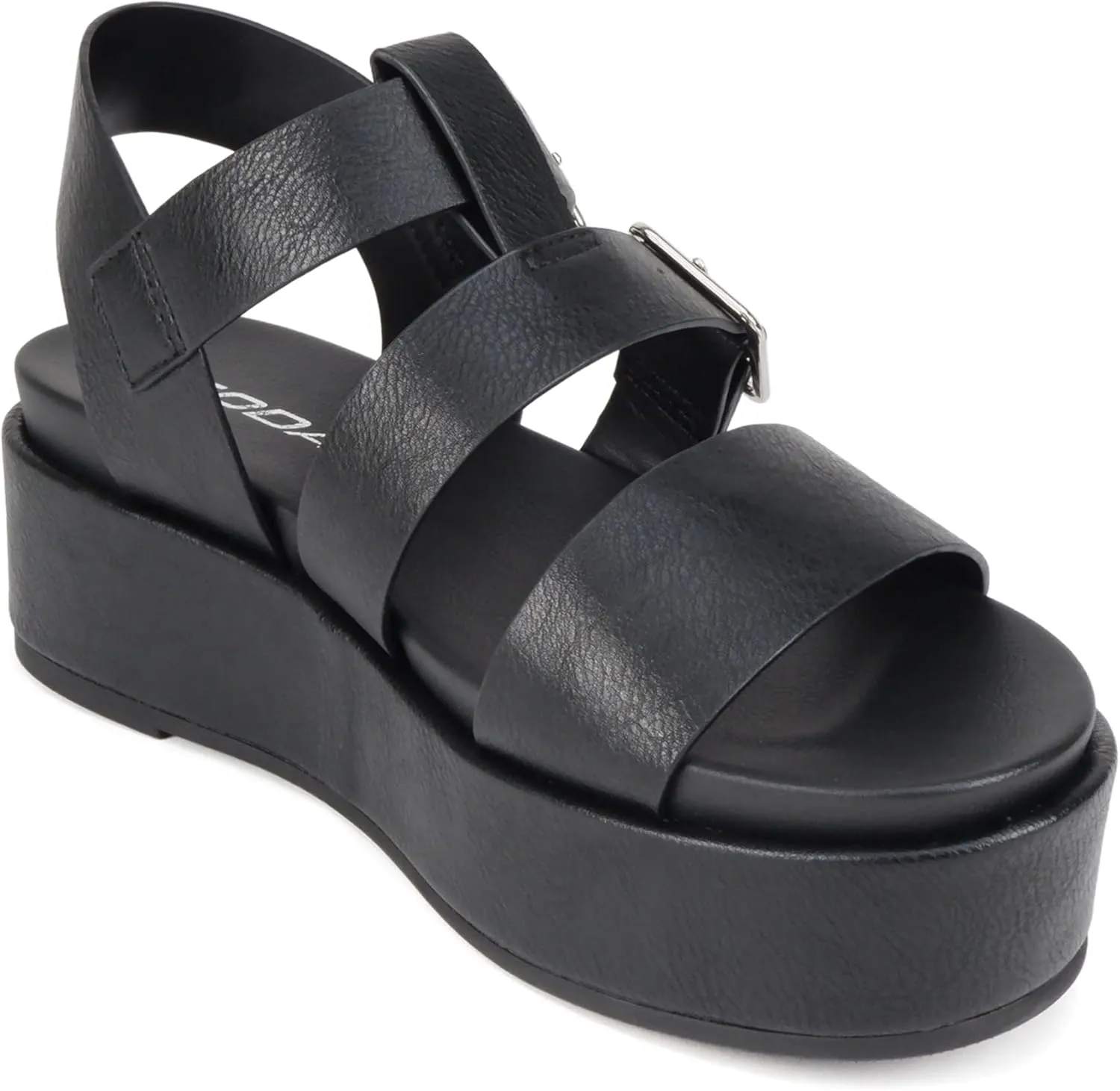Soda “STELLAR” ~ Women Flatform Multi Strap Double Buckle Open Toe Ankle Strap Platform Wedge Sandals
