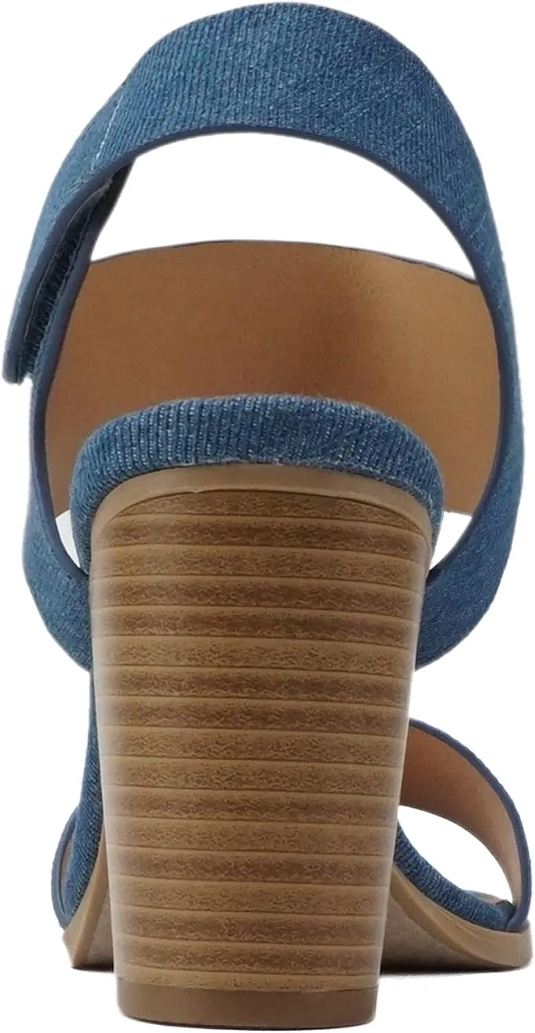 SODA Topshoeave Wait Womens Open Toe Chunky Heel Ankle Strap Shoes Block High Heel Dress Sandals