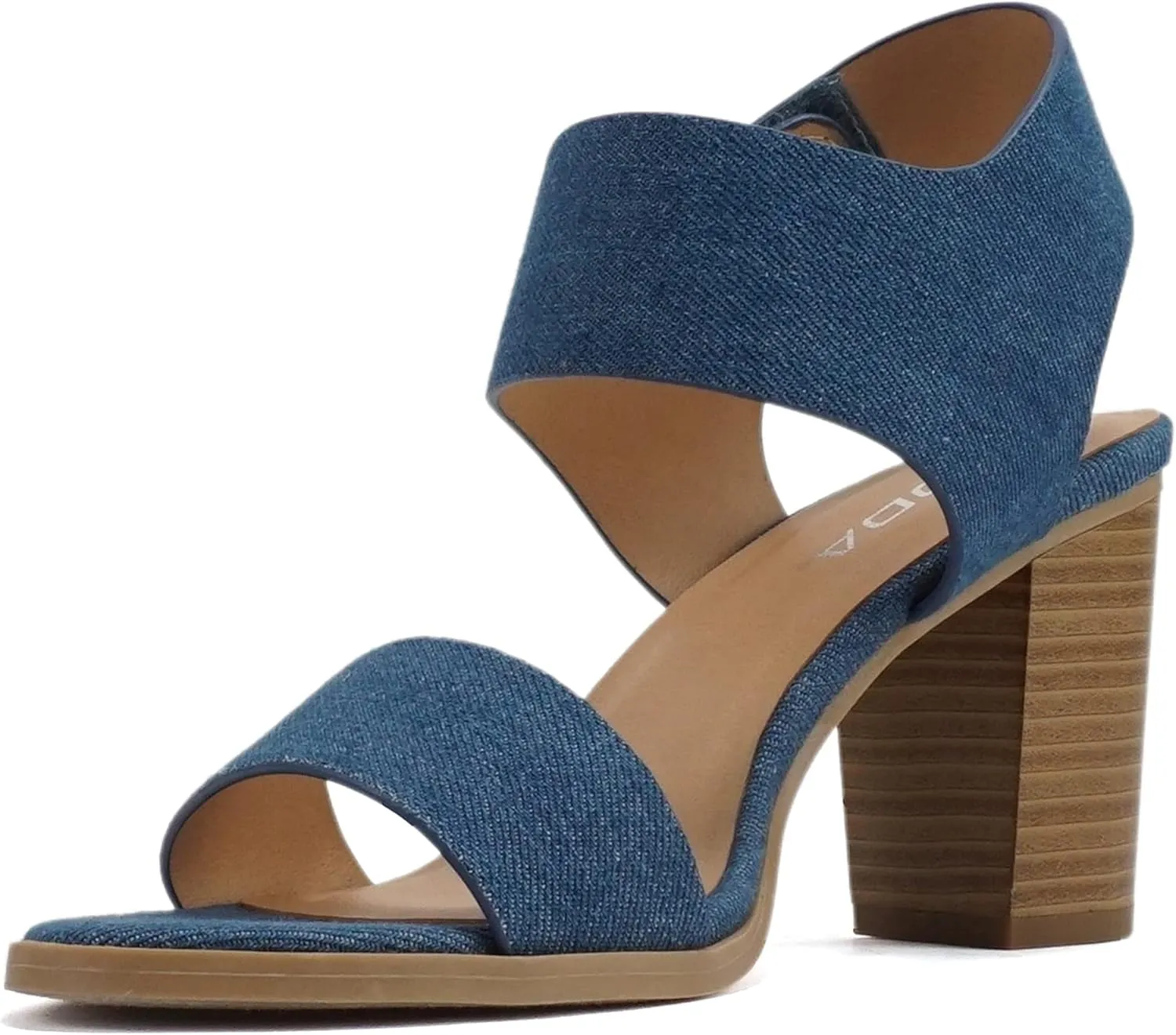 SODA Topshoeave Wait Womens Open Toe Chunky Heel Ankle Strap Shoes Block High Heel Dress Sandals