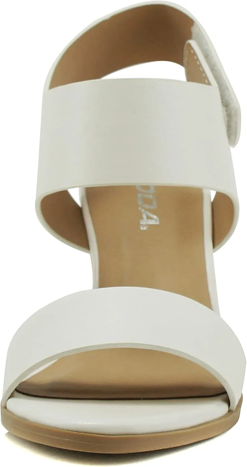 SODA Topshoeave Wait Womens Open Toe Chunky Heel Ankle Strap Shoes Block High Heel Dress Sandals