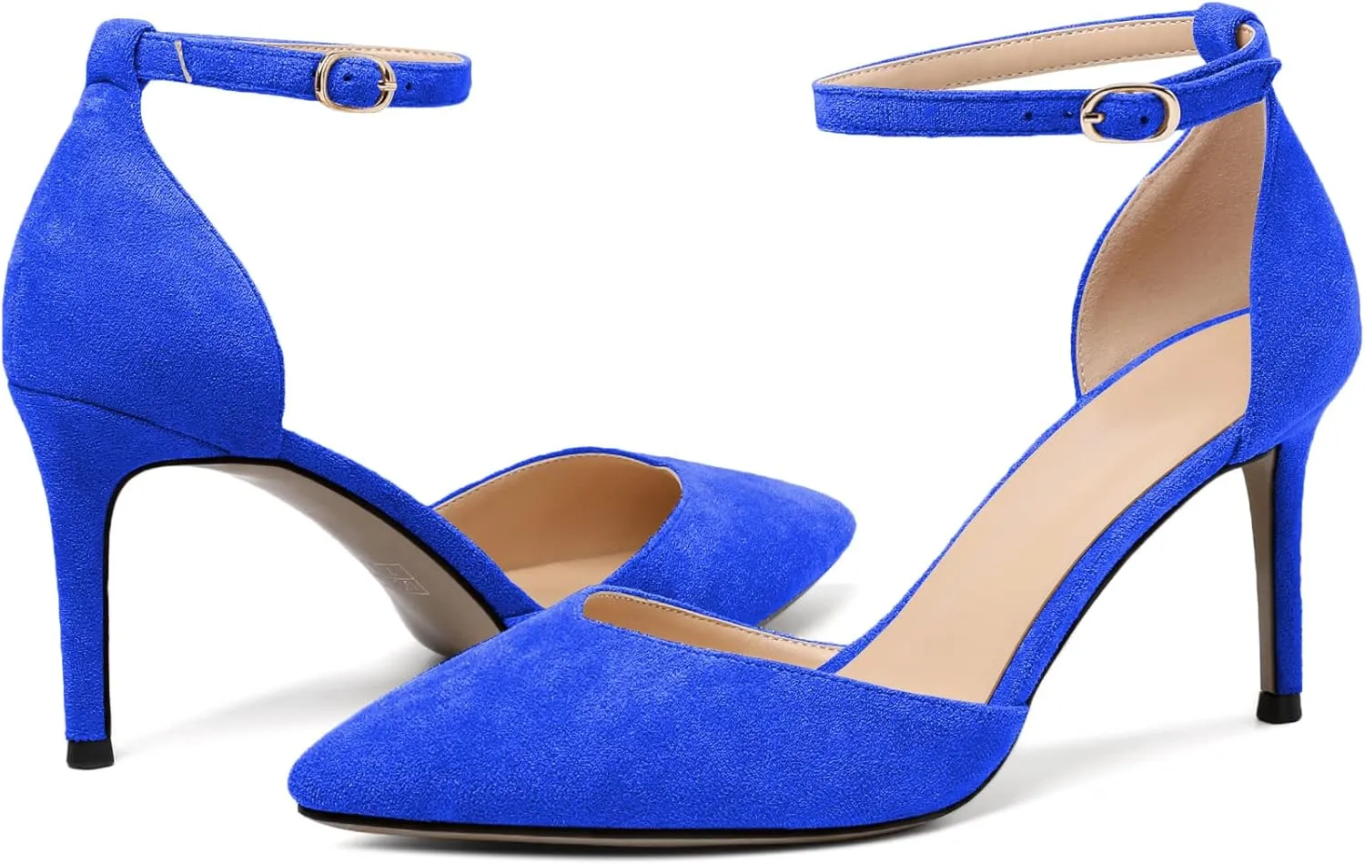 Soireelady Women High Heel Pumps Pointed Toe Stilettos Adjustable Ankle Strap High Heels Elegant Office Lady Shoes for Party, Wedding, Evening 3.35 Inches