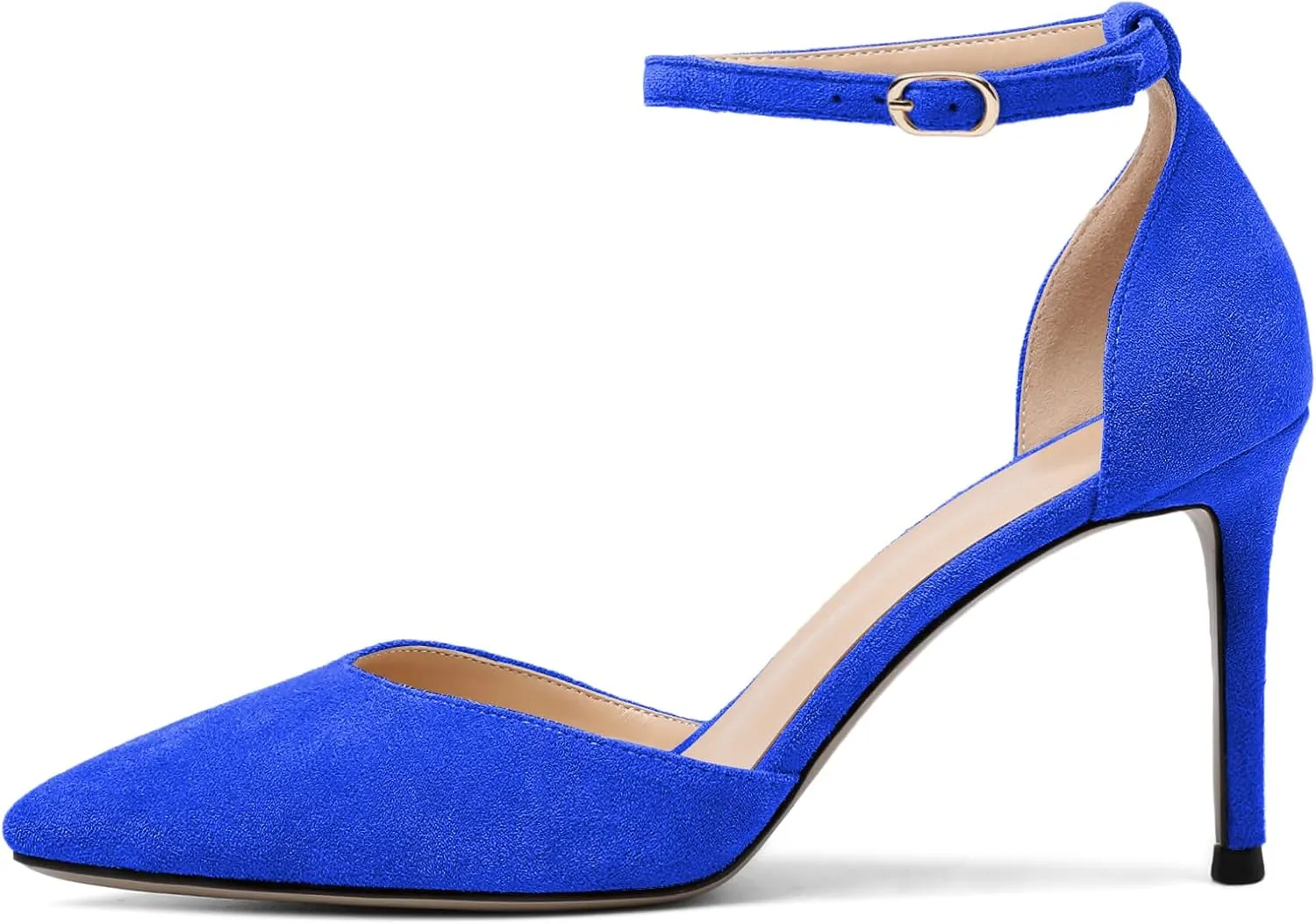 Soireelady Women High Heel Pumps Pointed Toe Stilettos Adjustable Ankle Strap High Heels Elegant Office Lady Shoes for Party, Wedding, Evening 3.35 Inches